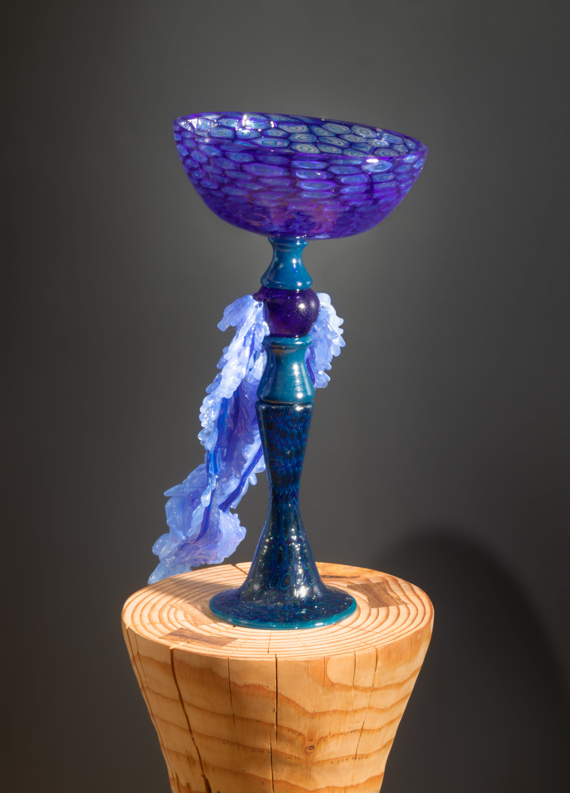 Kazuki Takizawa, Blue Bird, 2020. Glass, wood. 50"x16"x16". Courtesy of the artist.