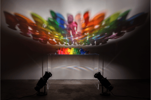 Katherine Gray, A Rainbow Like You, 2015. Blown glass, acrylic, lighting, dimensions variable, Courtesy of the artist and Heller Gallery, NY. Photo: Fredrik Nilsen.