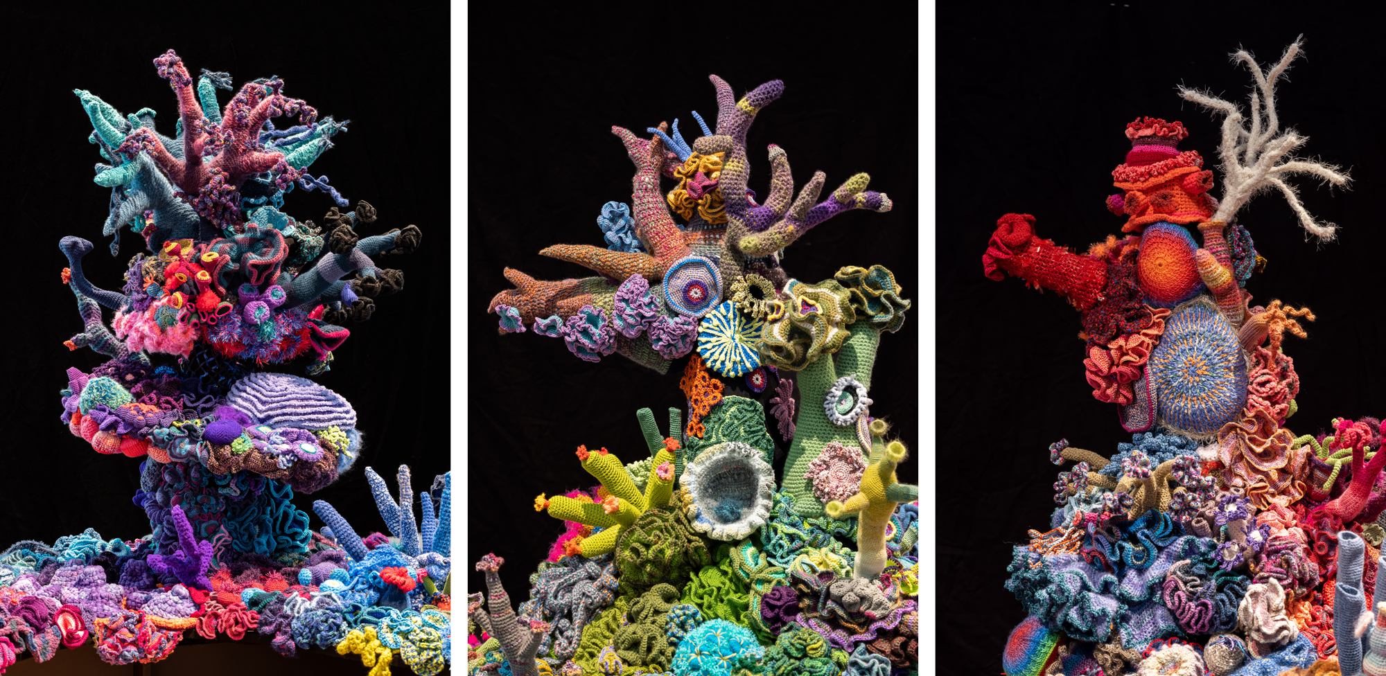 Image: Baden Baden Satellite Reef at Museum Frieder Burda – from the Crochet Coral Reef project by Margaret and Christine Wertheim. Photo courtesy MFB, by Nickolay Kazakov.